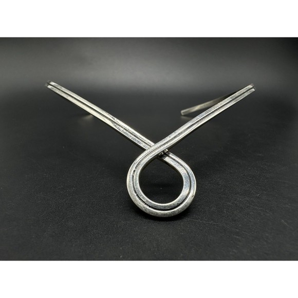 Vintage SIGNED MEXICO Stiff Choker 16" Twist Necklace Sterling Silver 925 32Gs - Picture 3 of 11